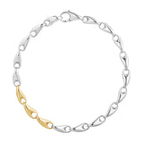 Georg Jensen Reflect Silver and 18ct Yellow Gold Bracelet