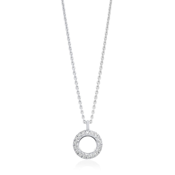 18ct White Gold Grain Set Round Brilliant Cut Diamond Circular Pendant