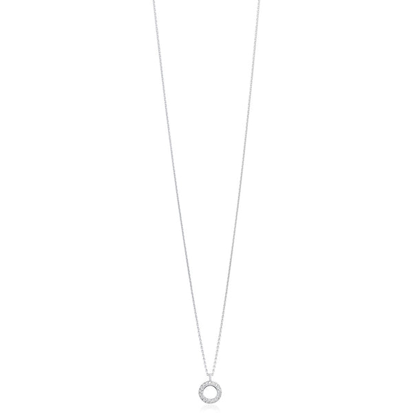 18ct White Gold Grain Set Round Brilliant Cut Diamond Circular Pendant