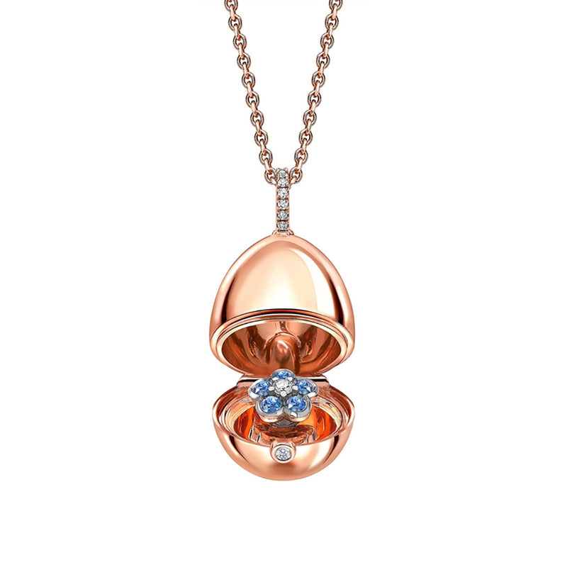 Fabergé Essence 18ct Rose Gold Sapphire Forget-Me-Not Surprise Locket