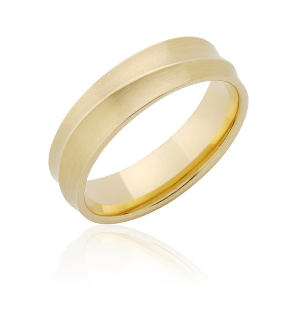 18ct Yellow Gold Satin Finish Ridged Wedding Ring