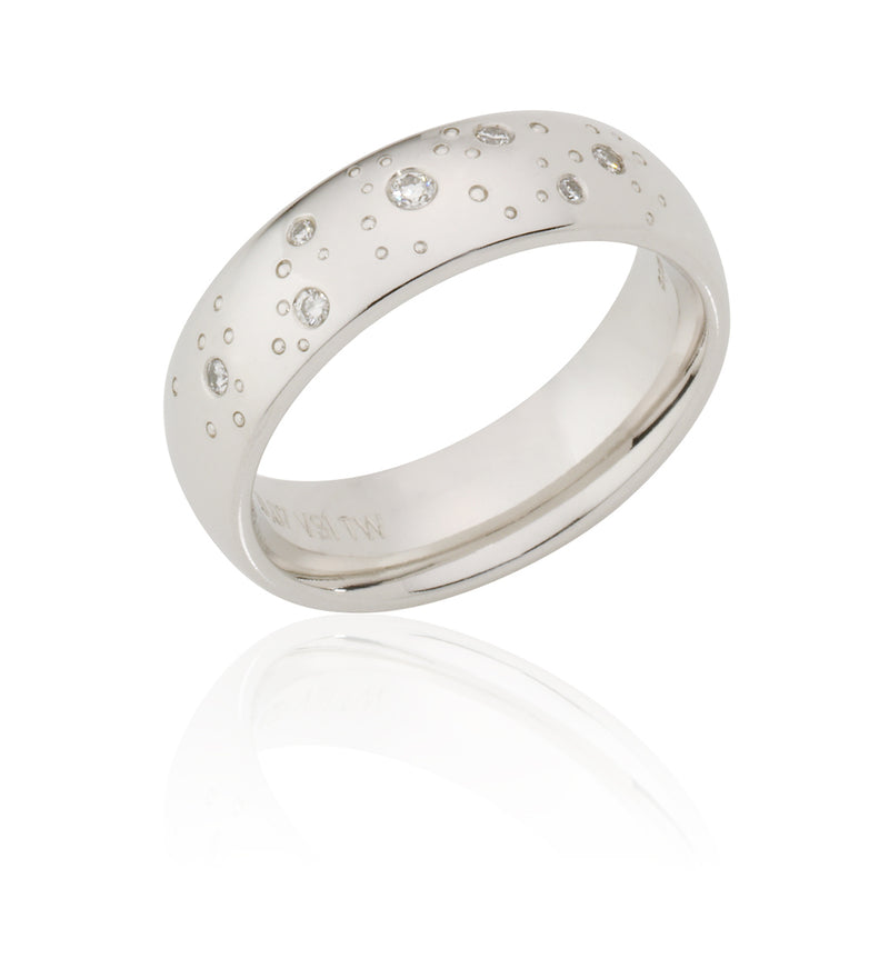 18ct White Gold Polished Diamond Flush Set Wedding Ring