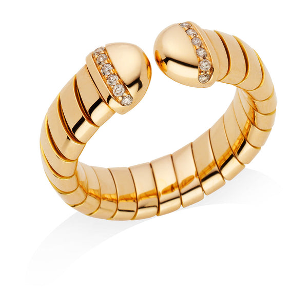 18ct Rose Gold Pave Set Round Brilliant Cut Brown Diamond Ring