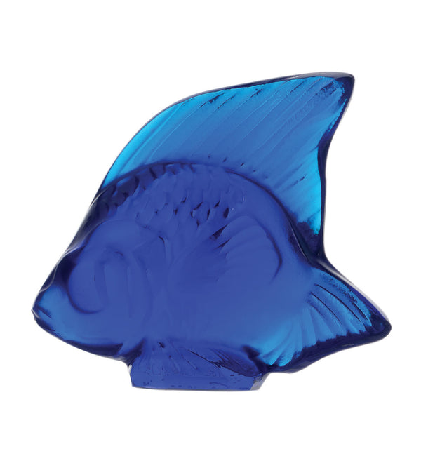 Lalique Fish Cobalt Blue Crystal Sculpture