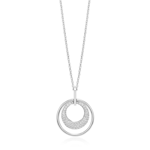 18ct White Gold Pave Set Round Brilliant Cut Diamond Pendant