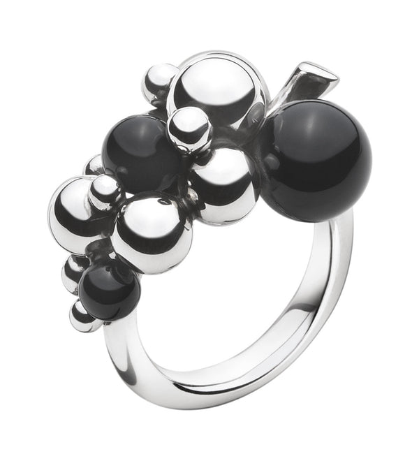 Georg Jensen Moonlight Grapes Sterling Silver Black Agate Ring