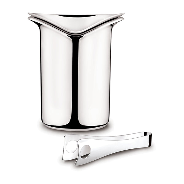 Georg Jensen Wine and Bar Stainless Steel Ice Bucket and Tongs