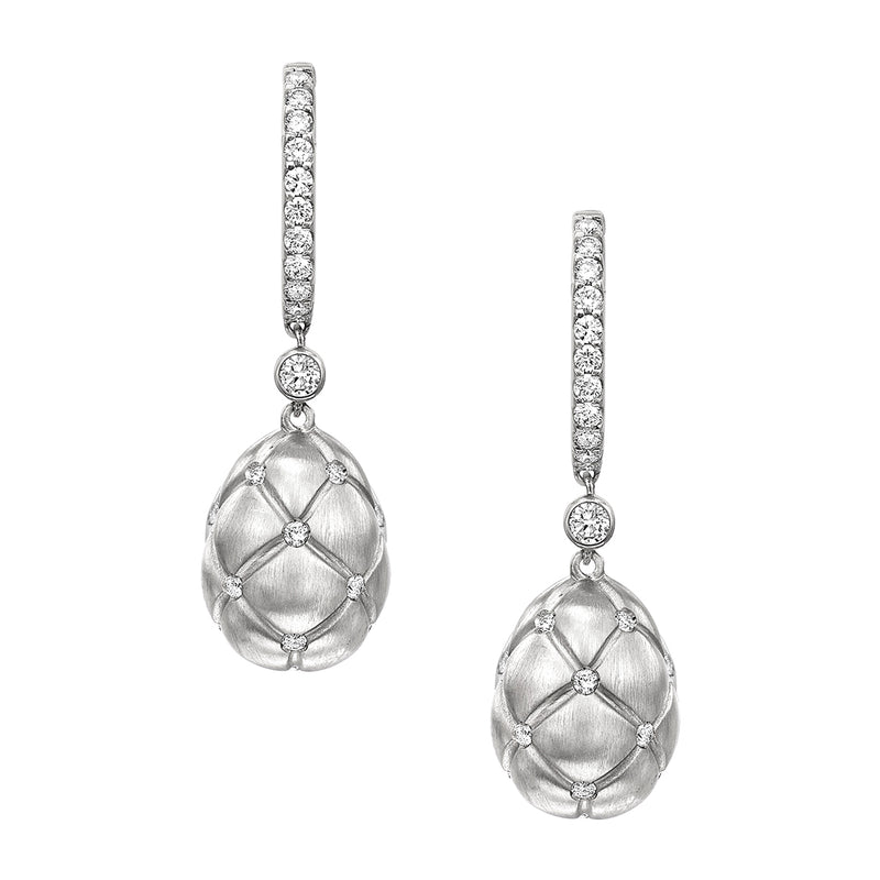 Fabergé Treillage 18ct White Gold and Diamond Drop Earrings
