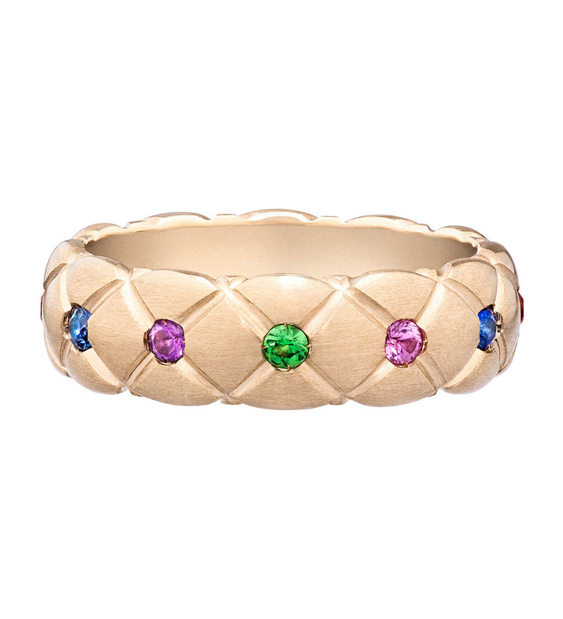 Fabergé Trelliage 18ct Rose Gold Mixed Gemstone and Diamond Ring