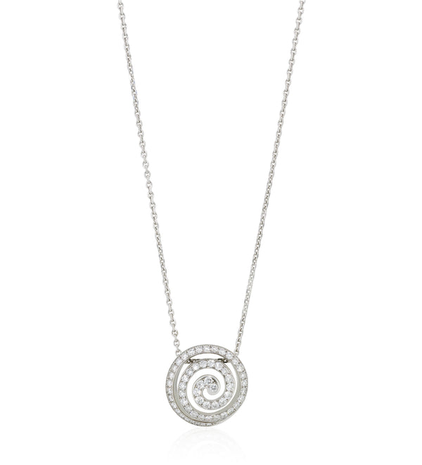 18ct White Gold Grain Set Round Brilliant Cut Diamond Pendant and Chain