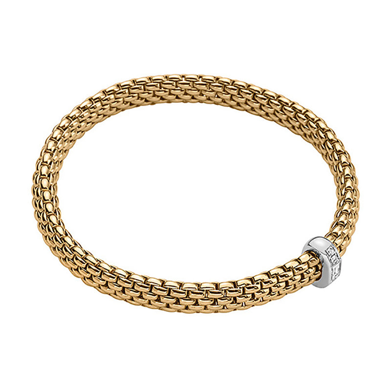 Fope Vendôme 18ct Yellow Gold Diamond Bracelet with a White Gold Diamond Set Rondel