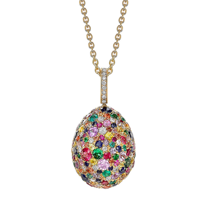 Fabergé Emotion 18ct Yellow Gold Multicoloured Gemstone and Diamond Pendant and Chain