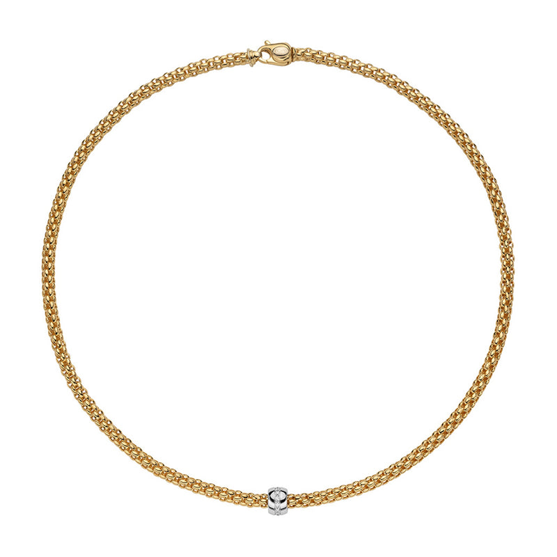 Fope Solo 18ct Yellow and White Gold Diamond Rondel Necklace