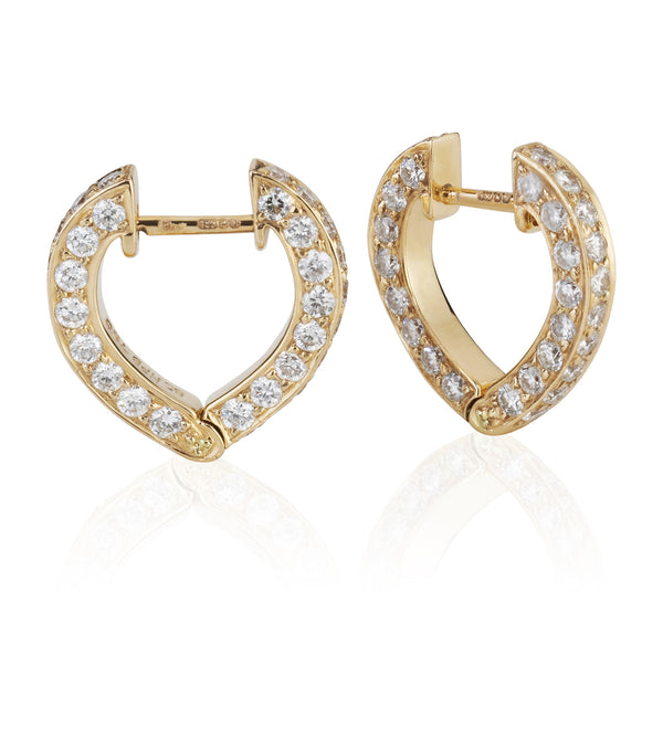 18ct Rose Gold Pave Set Round Brilliant Cut Diamond Hoop Earrings