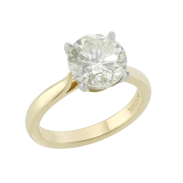 Pre-Owned Remodelled 18ct Yellow Gold and Platinum Four Claw Set Round Brilliant Cut Diamond Ring
