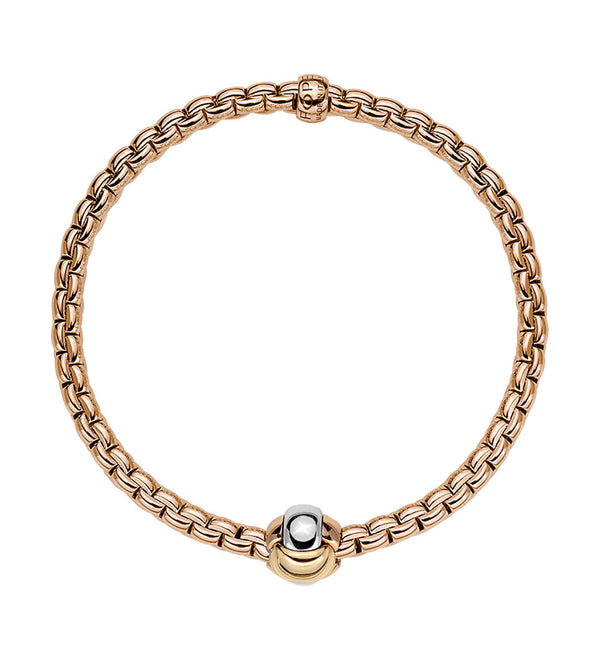 Fope Eka Tiny 18ct Rose Gold and Rose, White and Yellow Gold Ball Bracelet