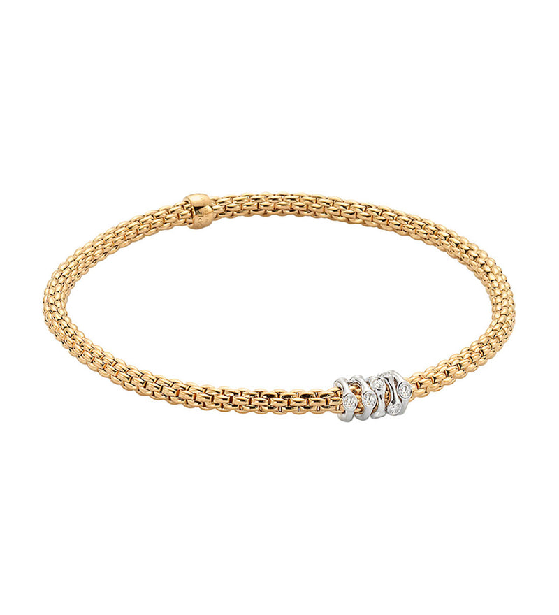 Fope Prima 18ct Yellow Gold Diamond and White Gold Gold Spring Bracelet