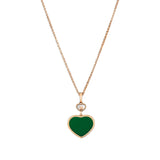 Chopard Happy Hearts 18ct Rose Gold Green Agate and Diamond Pendant and Chain