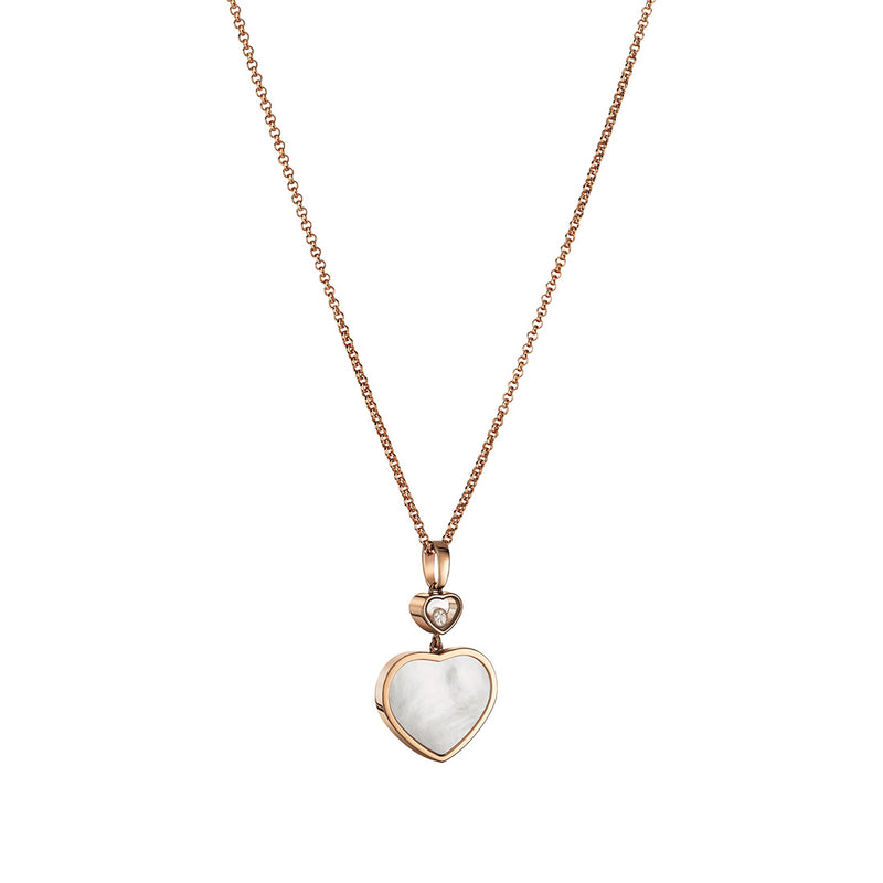 Chopard Happy Hearts 18ct Rose Gold Mother of Pearl and Diamond Pendant and Chain