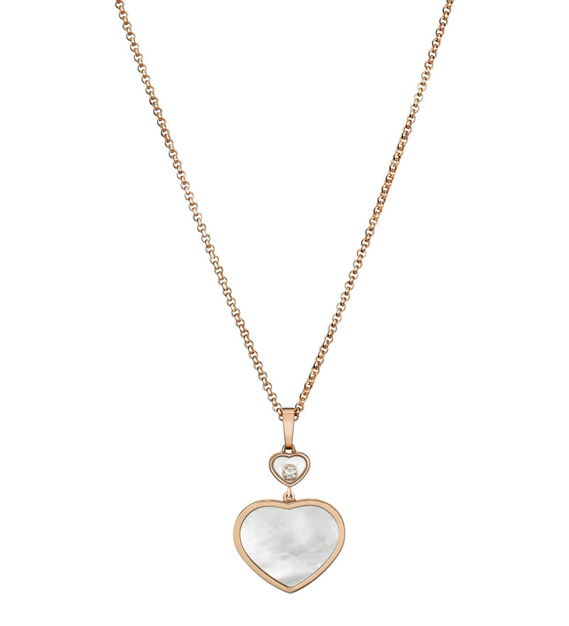 Chopard Happy Hearts 18ct Rose Gold Mother of Pearl and Diamond Pendant and Chain