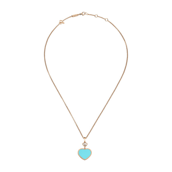 Chopard Happy Hearts 18ct Rose Gold Turquoise and Diamond Pendant and Chain