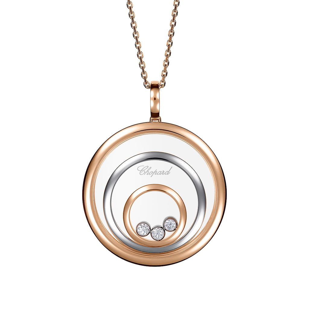 Chopard Happy Spirit 18ct Rose and White Gold Diamond Pendant and Chai ...