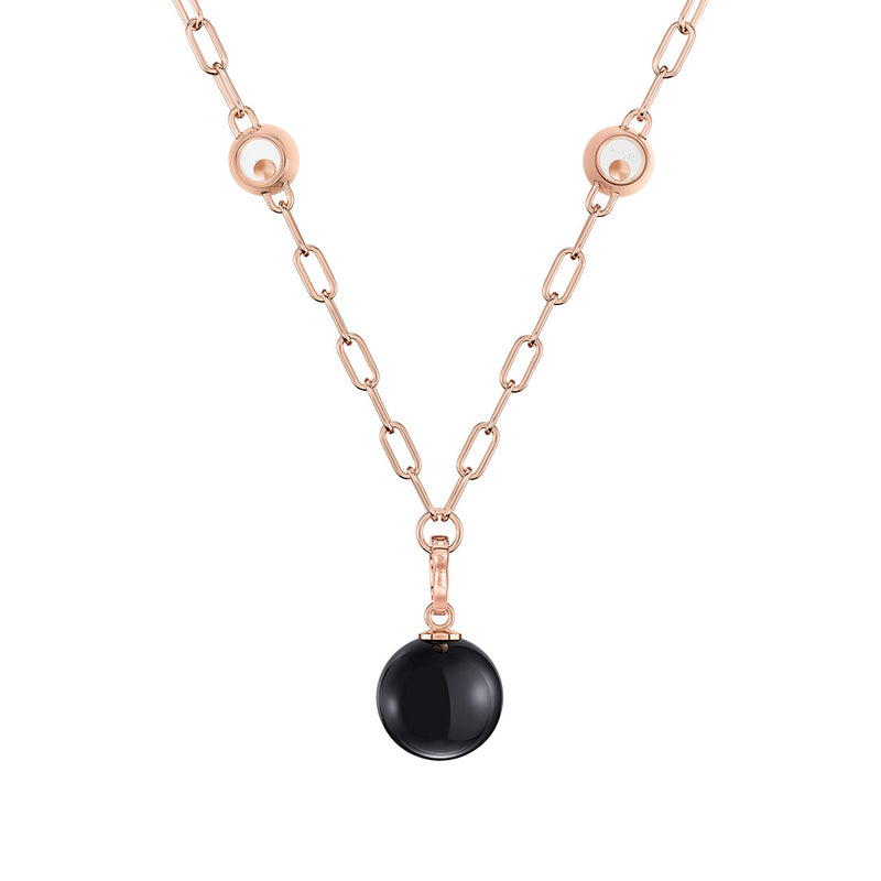 Chopard Happy Diamonds Planet 18ct Rose Gold Onyx and Diamond Necklace