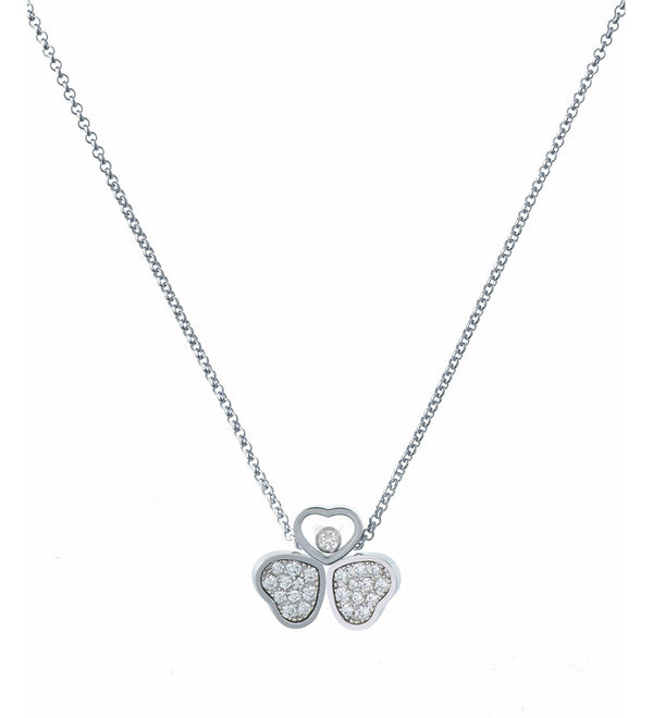Chopard Happy Hearts 18ct White Gold Diamond Pendant and Chain