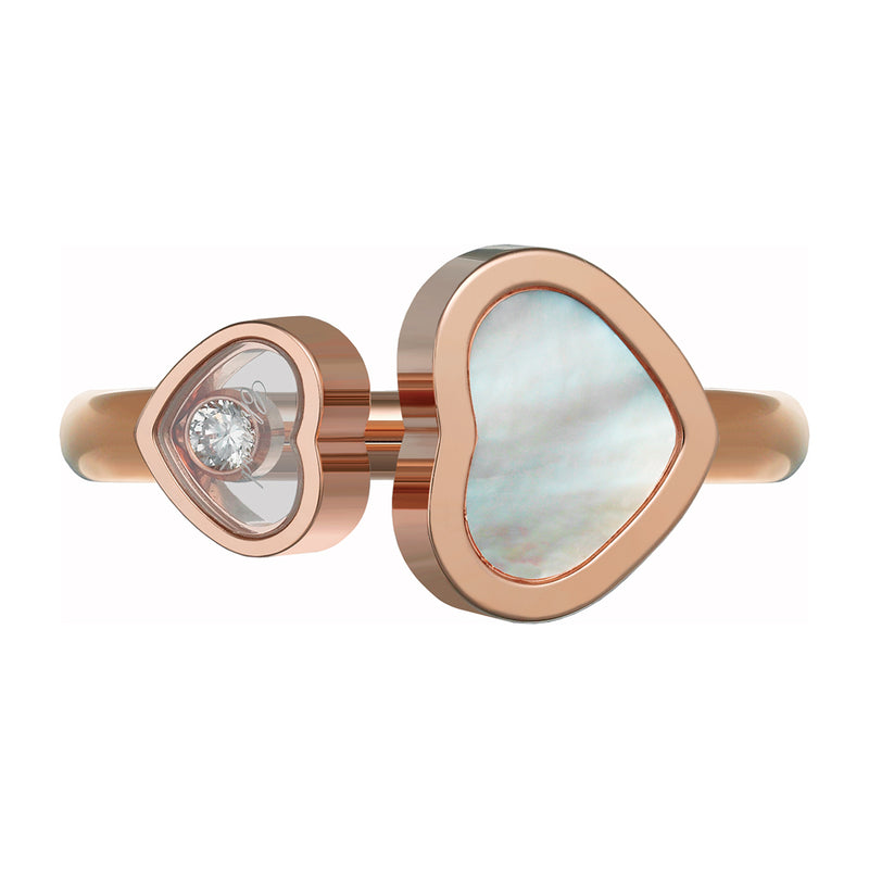 Chopard Happy Hearts 18ct Rose Gold White Mother of Pearl and Diamond Ring
