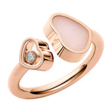 Chopard Happy Hearts 18ct Rose Gold Diamond and Pink Opal Ring