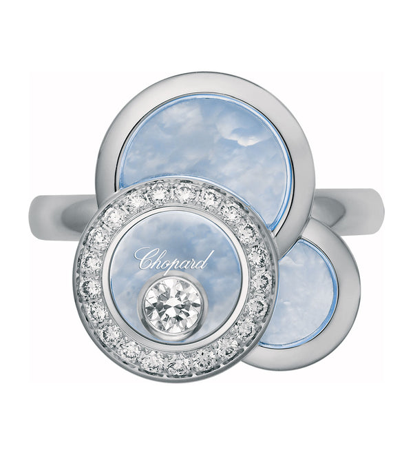 Chopard Happy Dreams 18ct White Gold Diamond and Blue Mother of Pearl Ring