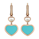 Chopard Happy Hearts 18ct Rose Gold Turquoise and Diamond Drop Earrings