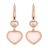 Chopard Happy Hearts 18ct Rose Gold Pink Opal and Diamond Drop Earrings