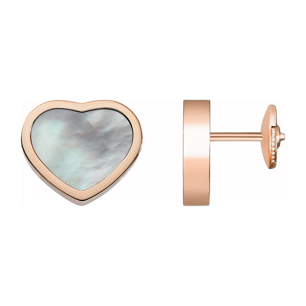 Chopard Happy Hearts 18ct Rose Gold White Mother of Pearl Stud Earrings