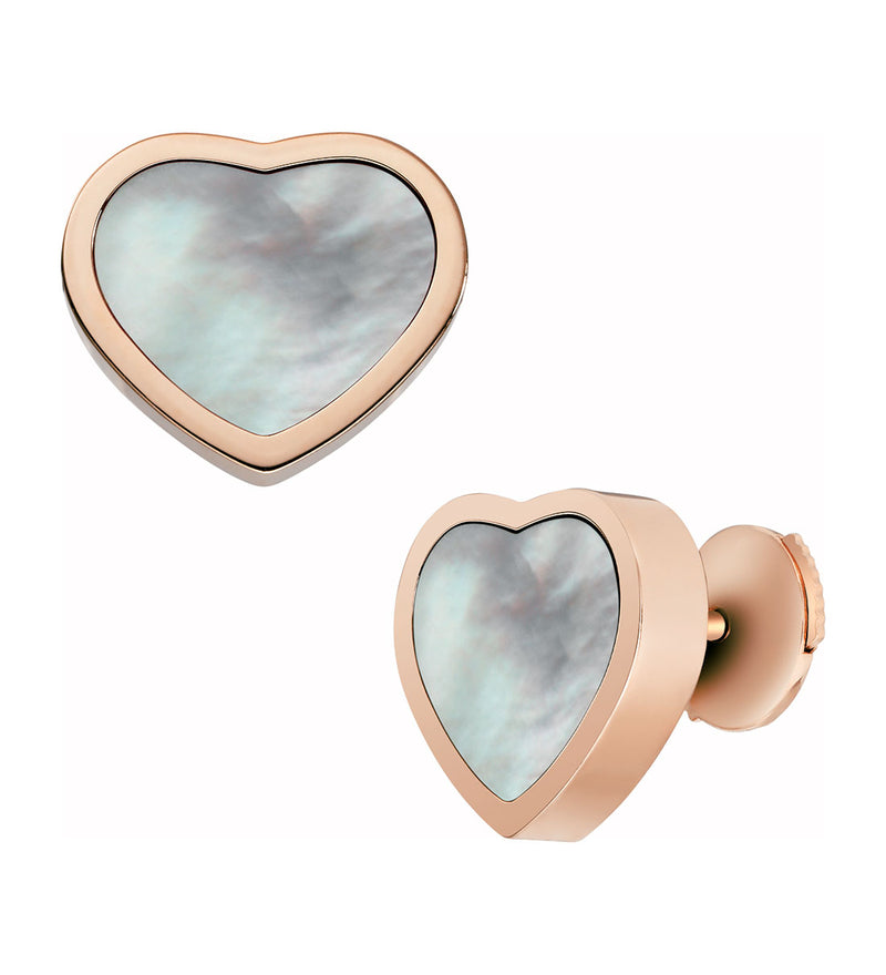 Chopard Happy Hearts 18ct Rose Gold White Mother of Pearl Stud Earrings