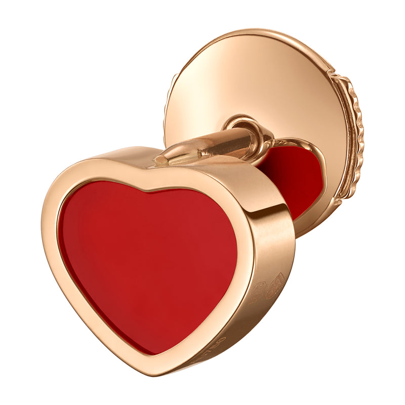 Chopard My Happy Hearts 18ct Rose Gold Carnelian Stud Earring (Singular)