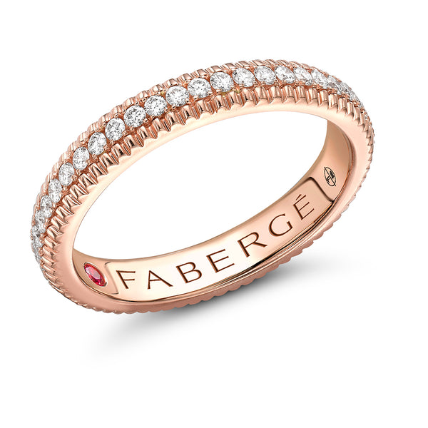 Fabergé Colours of Love Fluted 18ct Rose Gold Diamond Ring