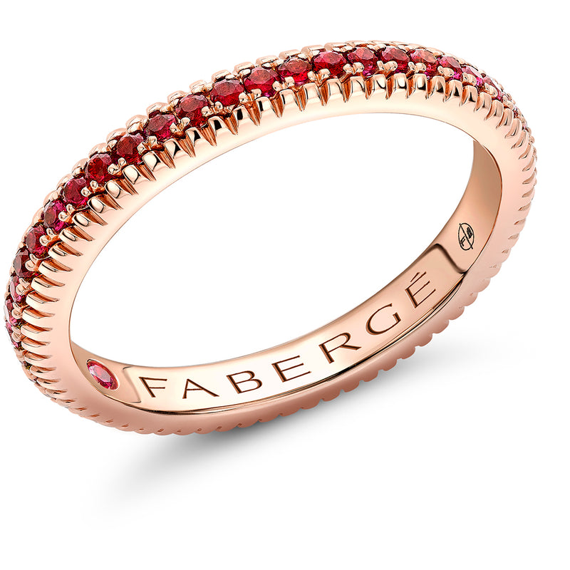 Fabergé Colours of Love Fluted 18ct Rose Gold Ruby Ring