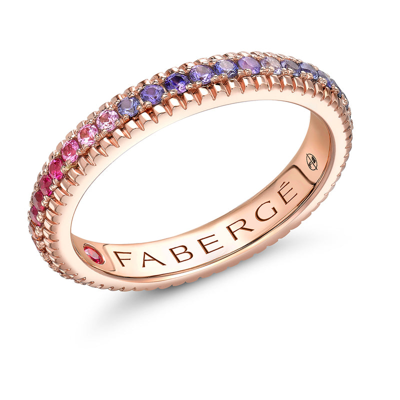 Fabergé Colours of Love 18ct Rose Gold Rainbow Sapphire and Diamond Ring
