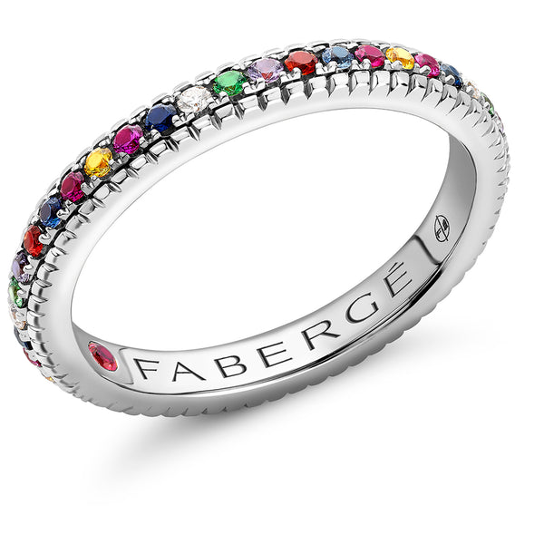Fabergé Colours of Love Fluted 18ct White Gold Multicoloured Gemstone Ring
