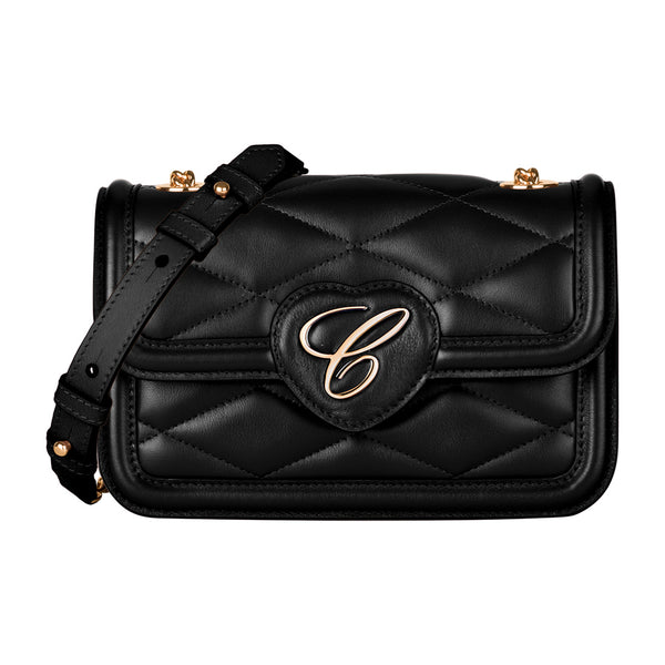 Chopard Happy Hearts Black Quilted Calfskin Leather Crossbody Bag