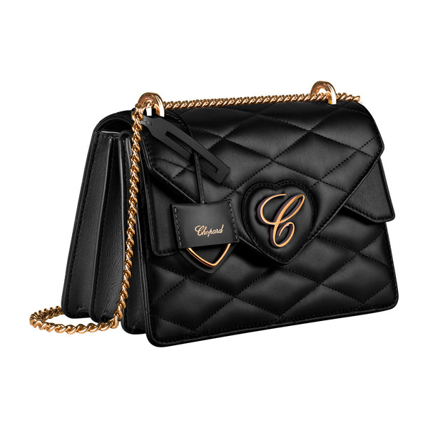 Chopard Happy Hearts Black Quilted Calfskin Leather Shoulder Bag