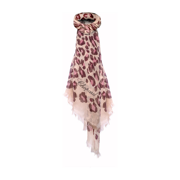 Chopard Dolce Leopard Pink Silk and Cashmere Stole