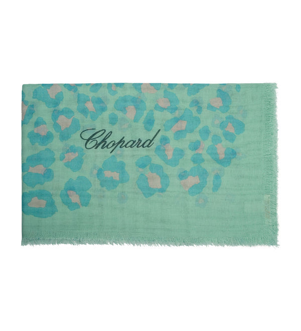 Chopard Dolce Leopard Light Green Silk and Cashmere Stole