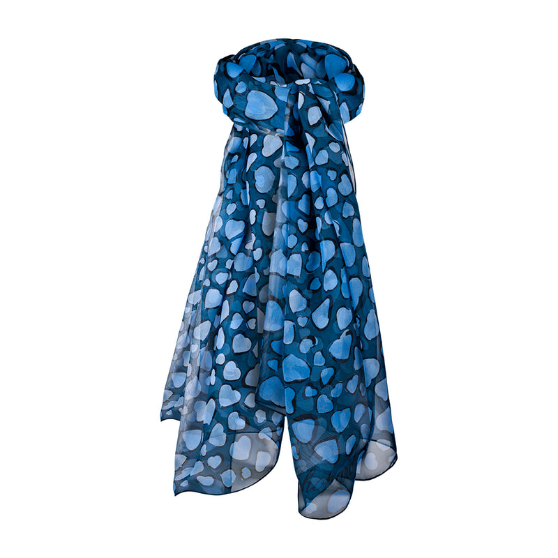 Chopard Happy Hearts Blue Silk and Cashmere Stole