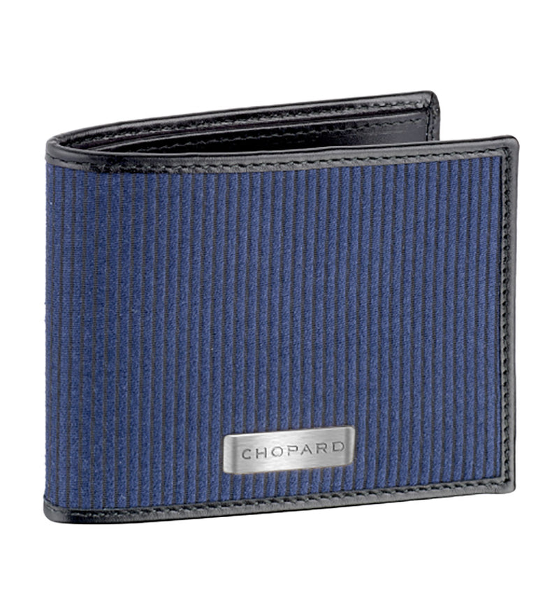 Chopard Il Classico Black Leather Blue Cloth 6CC Mini Wallet