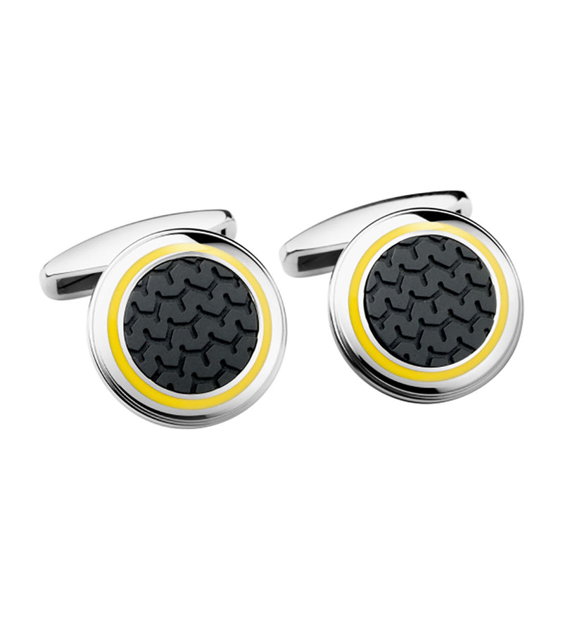 Chopard Mille Miglia Stainless Steel Black and Yellow Cufflinks