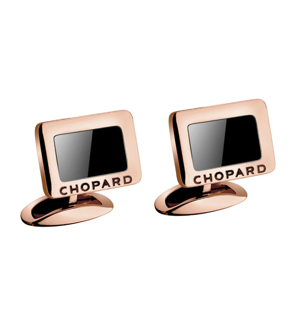 Chopard Classic Rose Gold PVD Black Onyx Cufflinks