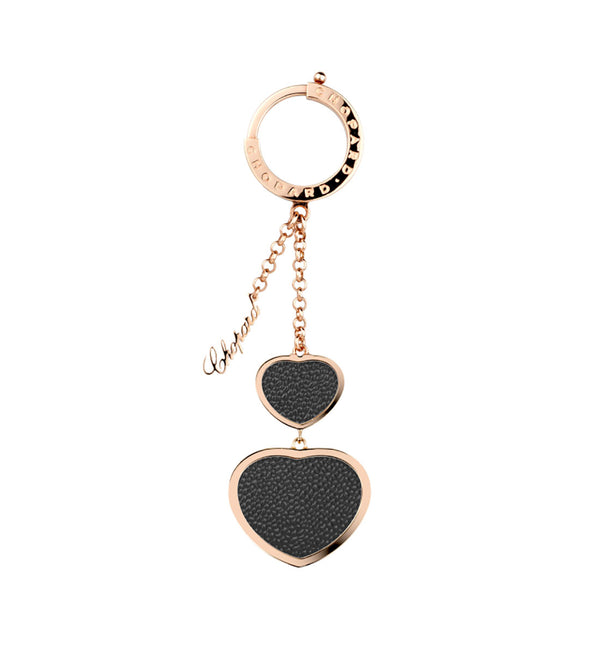 Chopard Happy Heart Rose Gold Plated Black Leather Bag Charm