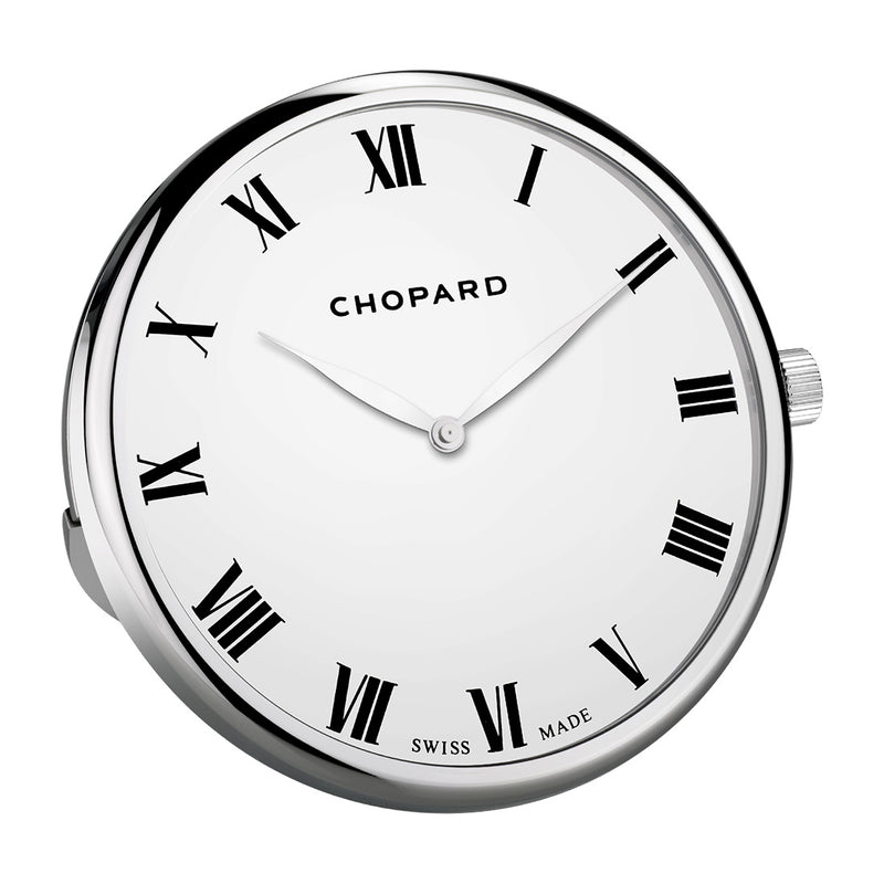 Chopard Classic Stainless Steel White Roman Dial Table Clock